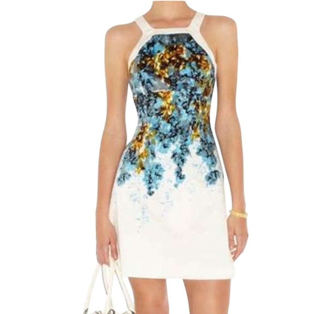 Karen Millen Floral Print Halter‎ Dress UK 8 US 4 Fit & Flare Sleeveless